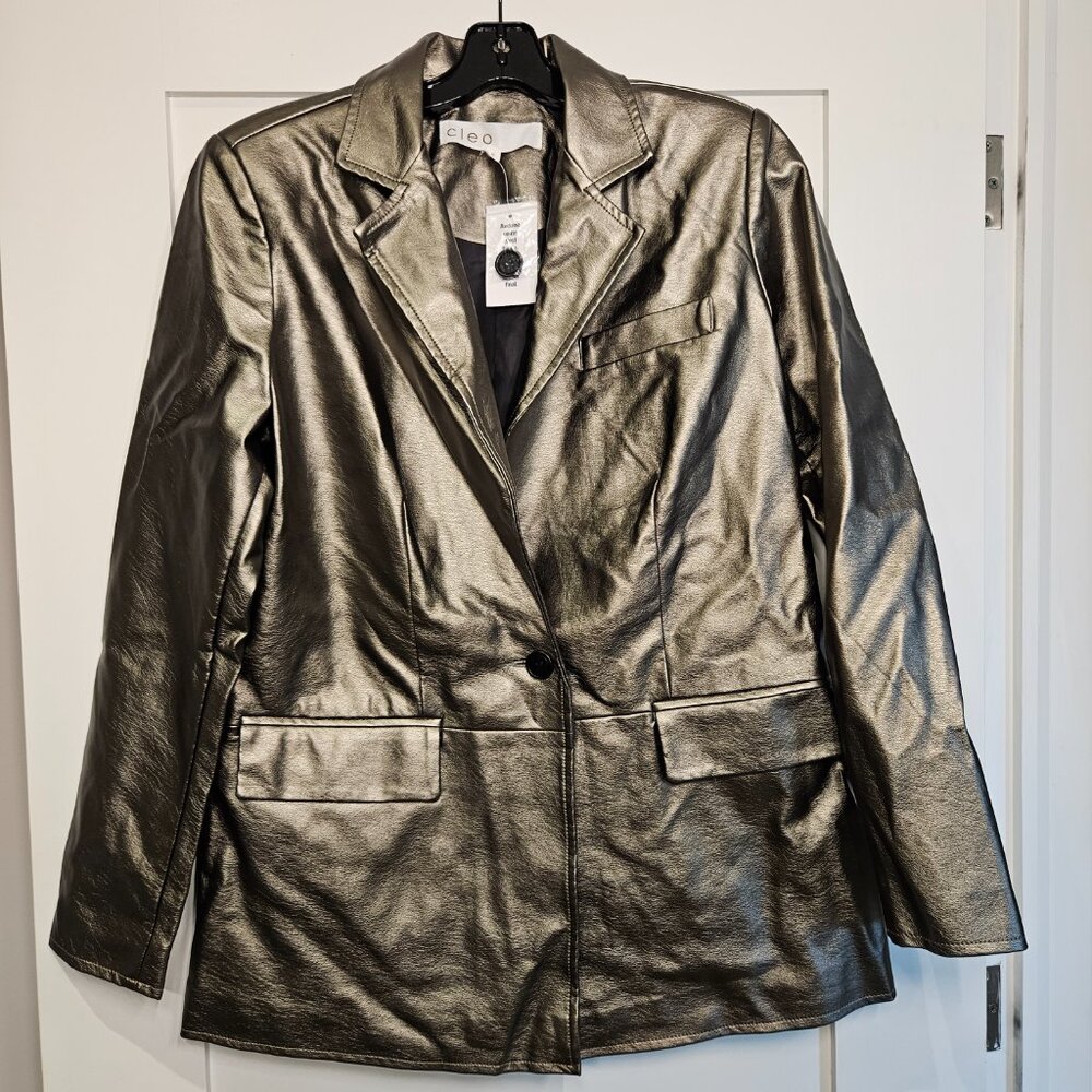 Cleo Metallic Silver Blazer Jacket - Picture 2 of 7